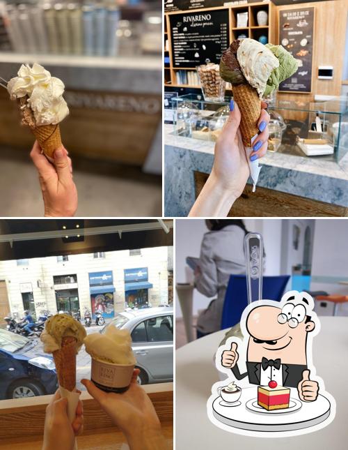 Rivareno Gelato serve un'ampia selezione di dessert