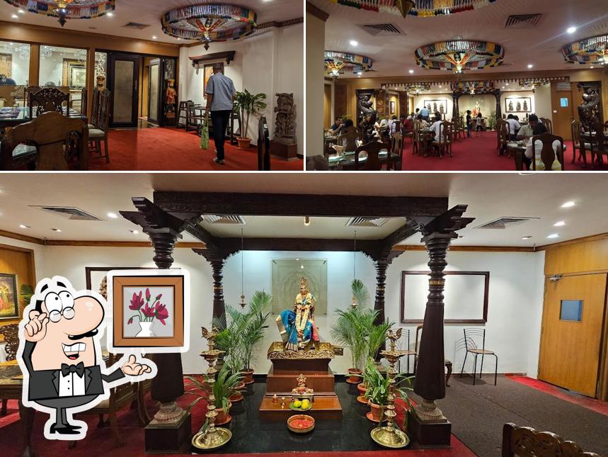 The interior of Annalakshmi Restaurant