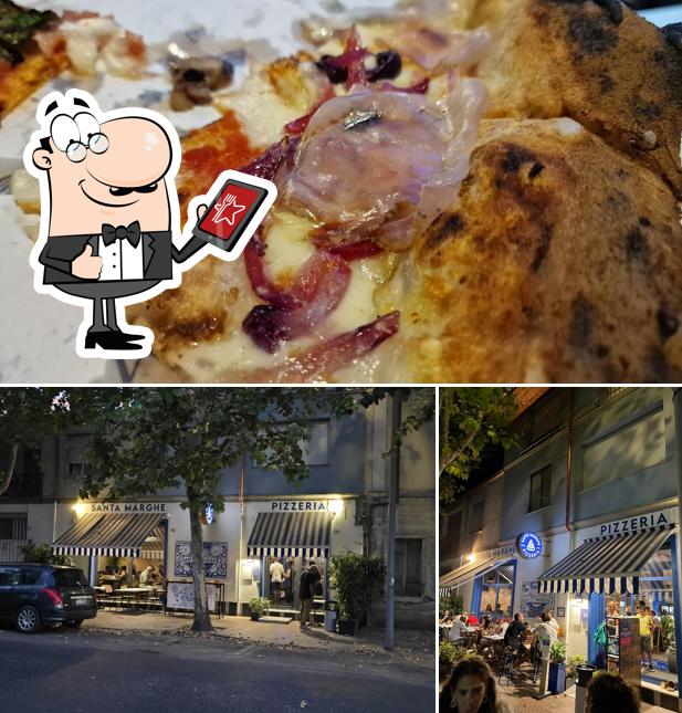 La esterno e cibo del ristorante