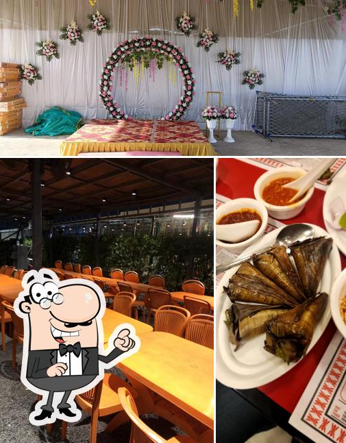 This is the picture displaying interior and food at Aavkar Garden Restaurant