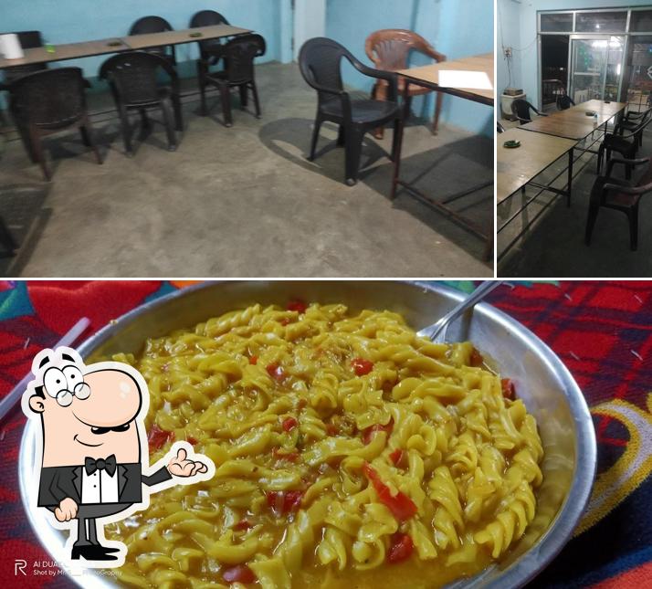 This is the picture depicting interior and food at Rameshwar Yadav Dhaba