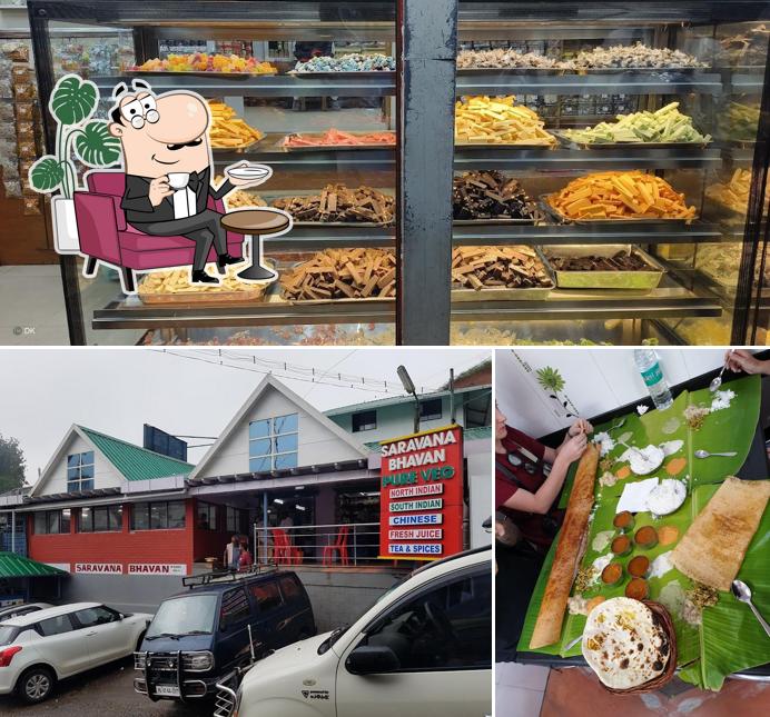 Take a seat at one of the tables at Saravana Bhavan