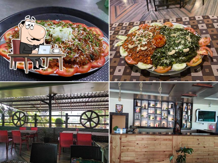 The restaurant's interior and food