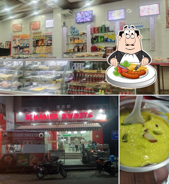 This is the picture displaying food and exterior at Bikaner Sweets