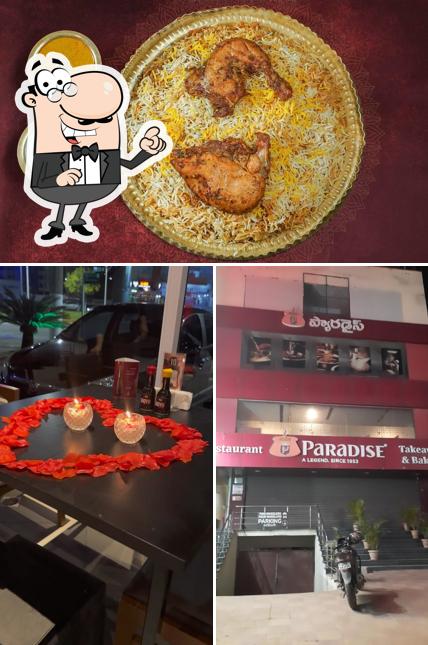 The picture of exterior and food at Paradise Biryani Uppal