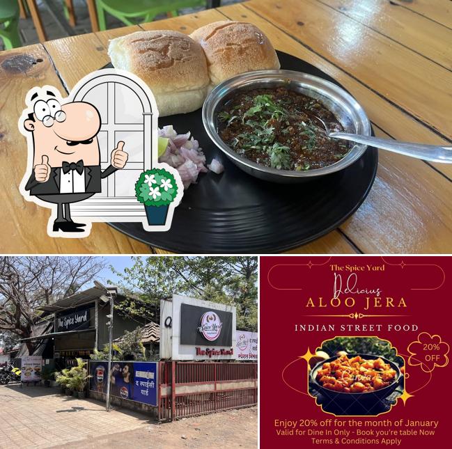 This is the photo showing exterior and food at The Spice Yard