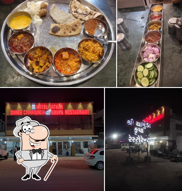 The restaurant's exterior and food
