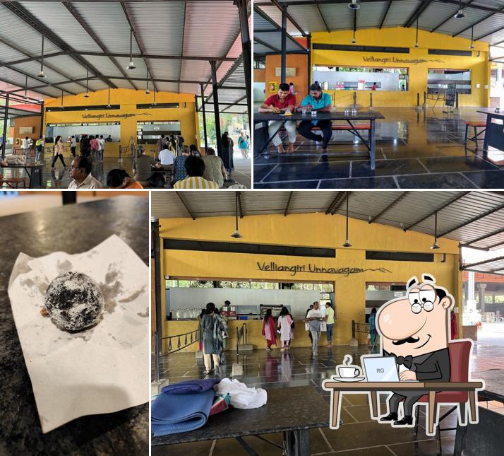 The interior of Isha Foundation Vellingiri Food Stall