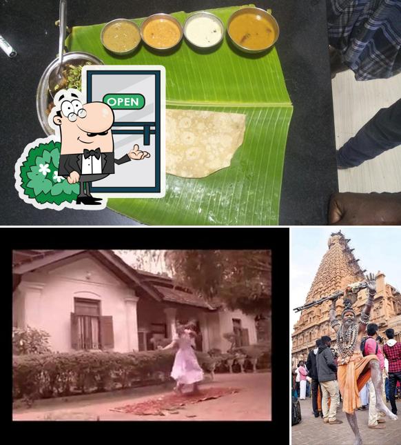 This is the picture displaying exterior and food at SRI UMA MESS