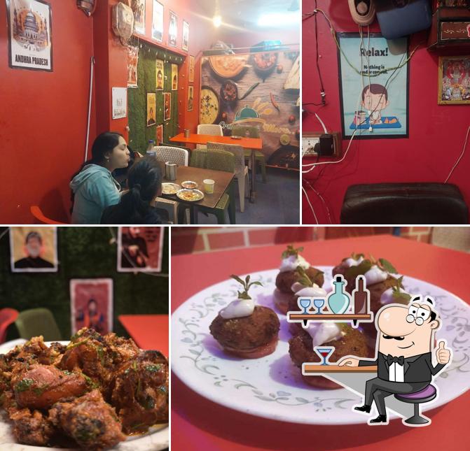 Take a seat at one of the tables at Cravings & More