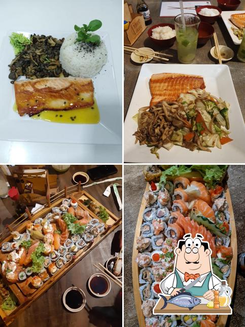Salmão grelhado em Bentô Sushi