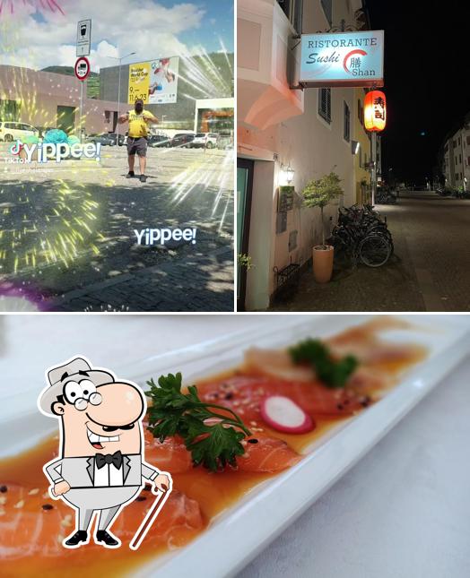 Dai un’occhiata alla immagine che mostra la esterno e cibo di Ristorante Sushi Shan Brixen