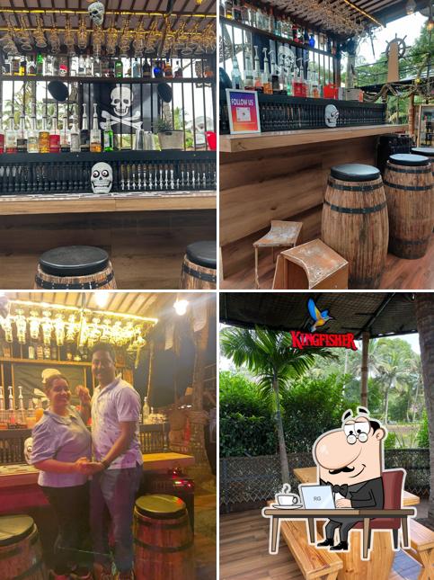Take a seat at one of the tables at Pirates Island