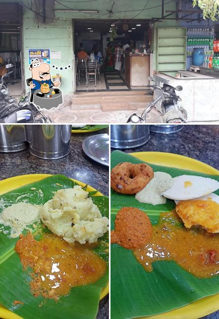 Take a look at the image showing food and interior at Anandammal hotel