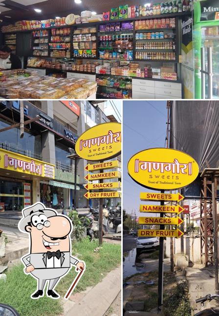 This is the photo showing exterior and interior at Gangaur Sweets