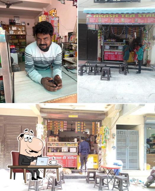 Take a seat at one of the tables at Aakash Tea Stall