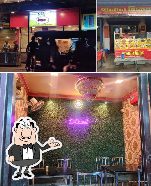 The restaurant's interior and food