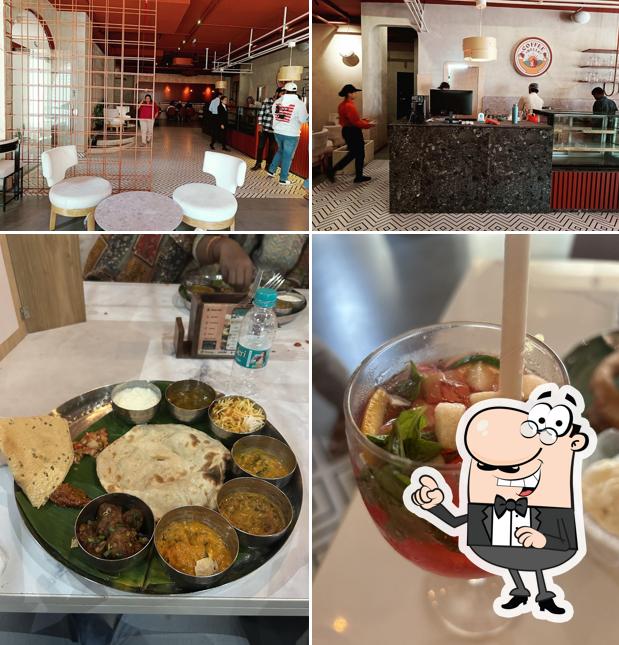 The image of interior and food at Utishta Pure Veg