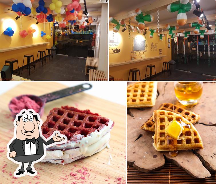 The image of The Belgian Waffle Co.’s interior and food