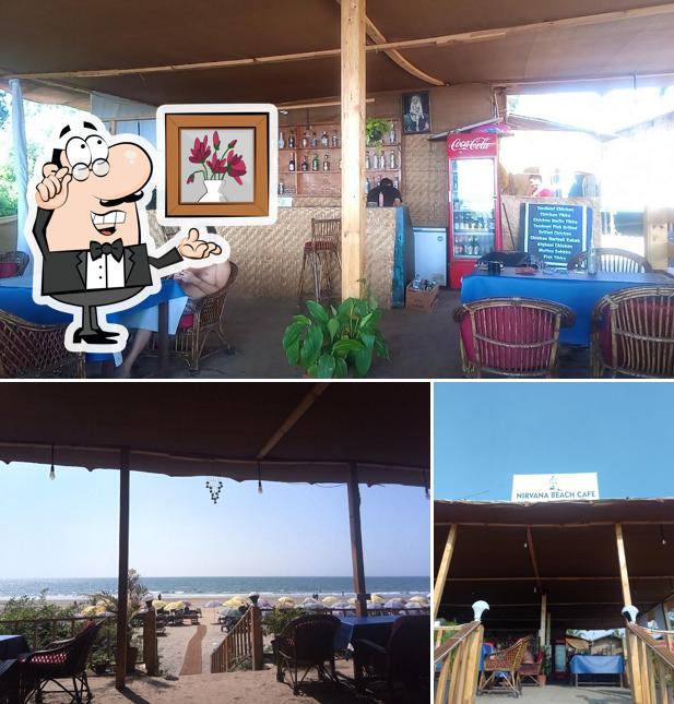 Take a seat at one of the tables at Nirvana Beach Cafe