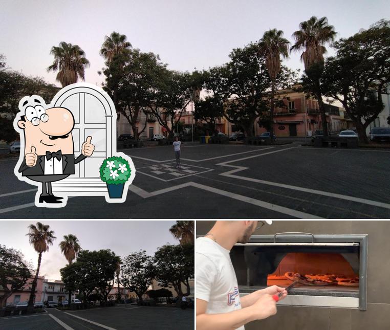 Tra le varie cose da Pizzeria Grano Mascali si possono trovare la esterno e pizza