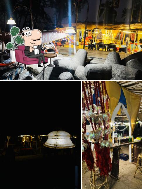 This is the picture depicting interior and exterior at Manthan Beach Cafe