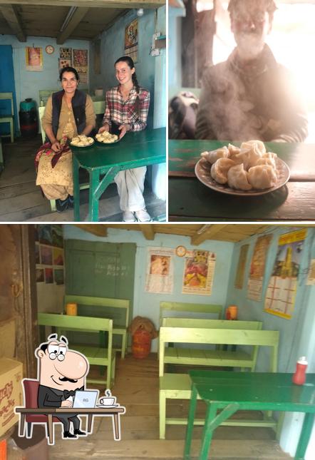 This is the image displaying interior and food at Veg momo shop