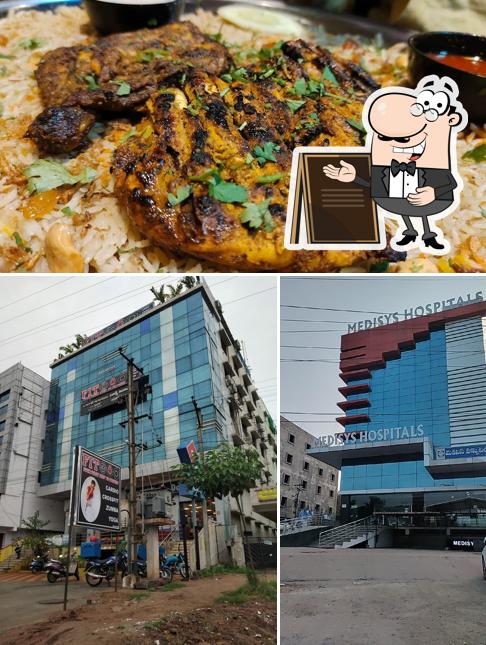 The restaurant's exterior and food