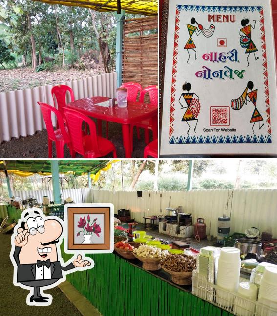 The image of interior and food at Nahari non-veg