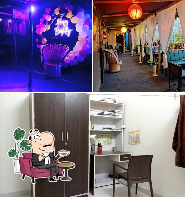 The photo of interior and food at The Minnow Rooftop Cafe And Restro