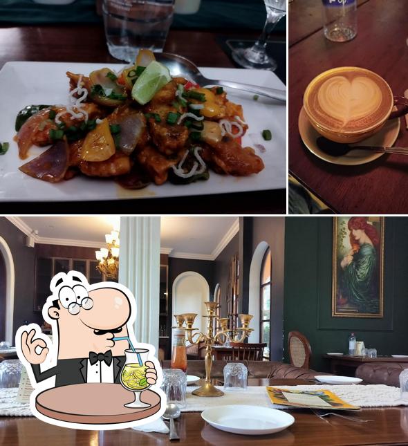 The restaurant's drink and interior