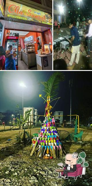 Take a seat at one of the tables at Cha Samrat