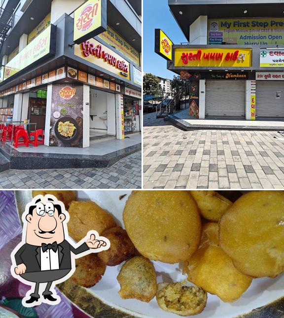 The restaurant's interior and food