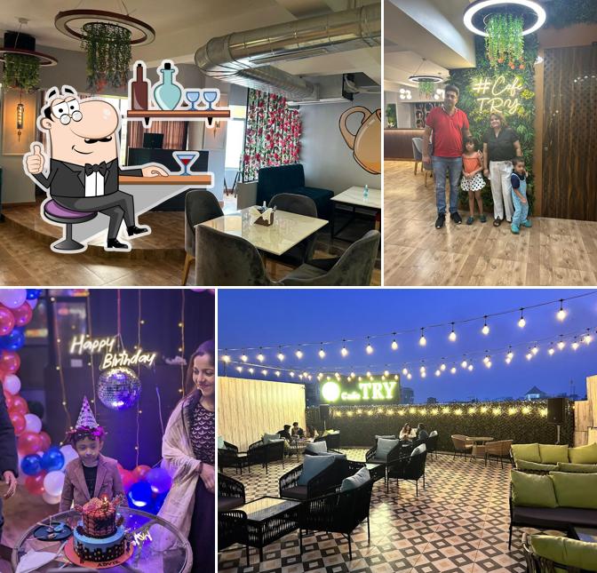 The interior of The Roof Yard Café ( Cafe TRY) - fine dine restaurant/ family restaurant/ rooftop cafe / Dwarka