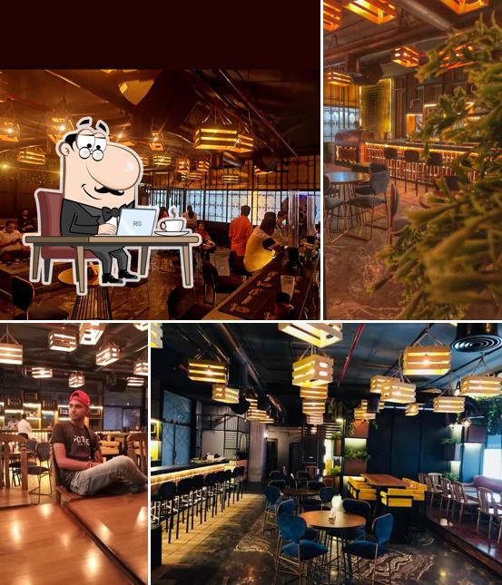 Take a seat at one of the tables at The Stash House