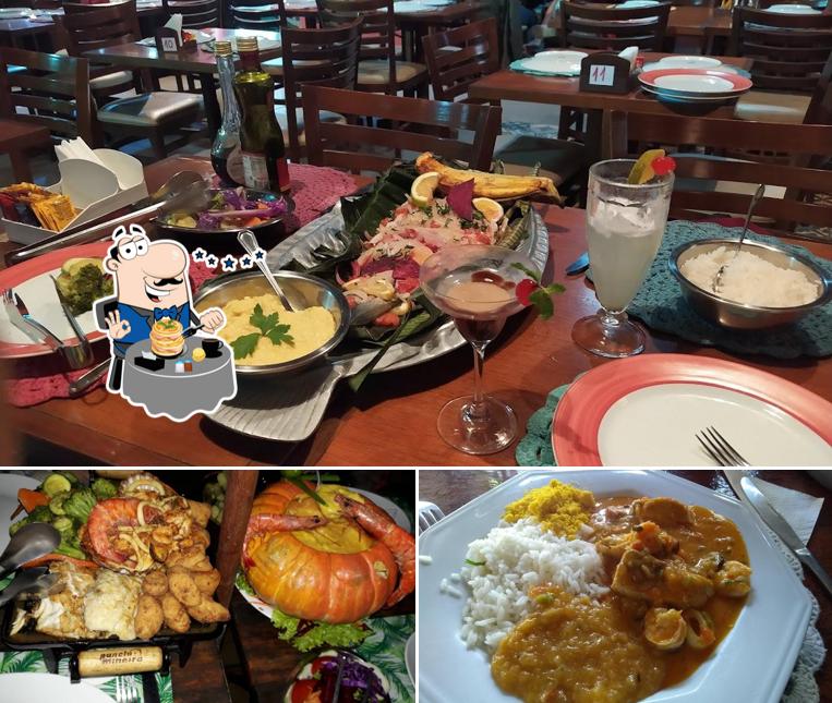 O Lonier Garoupas se destaca pelo comida e mesa de jantar