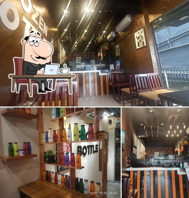 Take a seat at one of the tables at Frozen Bottle - Milkshakes, Desserts, and Ice Cream