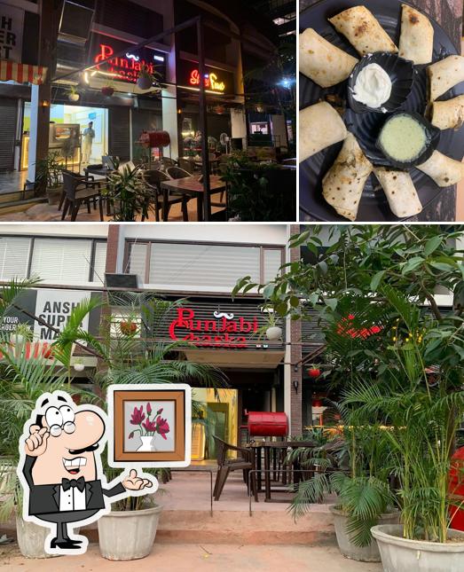 This is the picture depicting interior and food at Punjabi Chaska