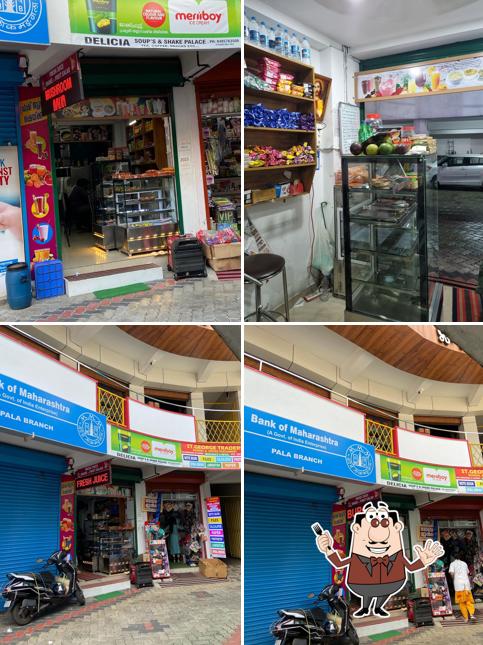 The image of food and exterior at DELICIA Soups & Shake Palace