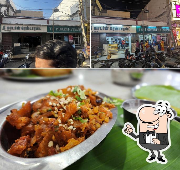 Among various things one can find exterior and food at The Modern Restaurants