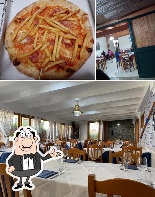 Tra le diverse cose da Sapori Bruzi si possono trovare la interni e cibo