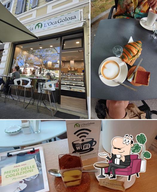 Tra le diverse cose da Pasticceria L'Oca Golosa si possono trovare la interni e cibo