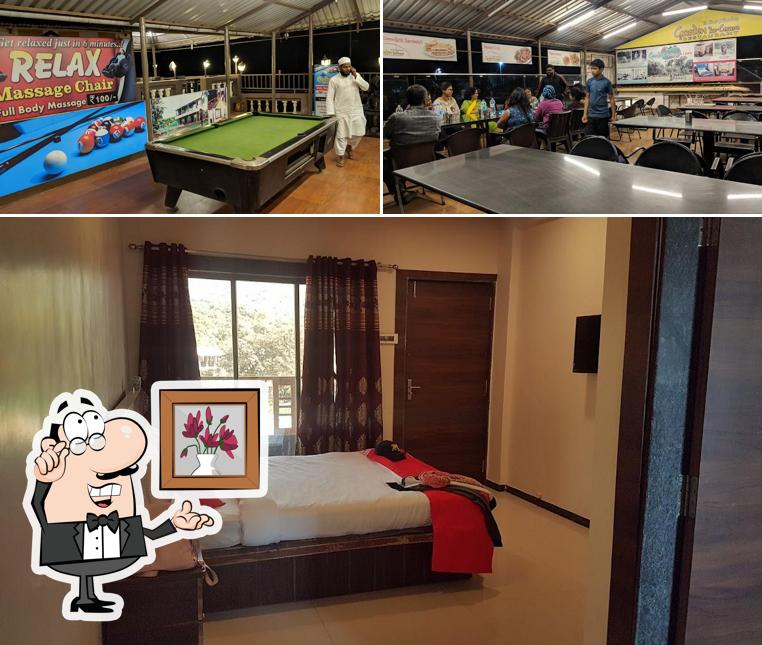 Take a seat at one of the tables at Garden Ice Cream Restaurant