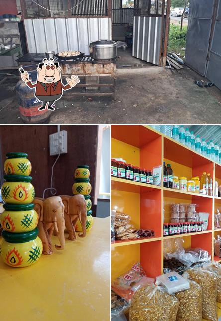 Take a look at the picture displaying food and exterior at Krishi hotel