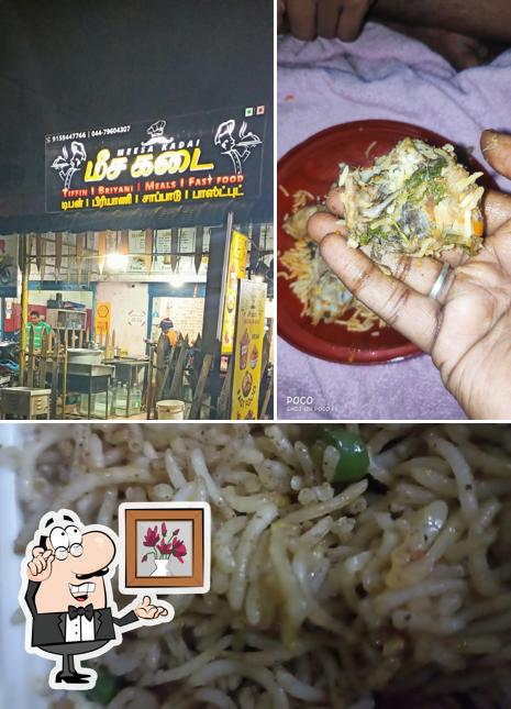The restaurant's interior and food