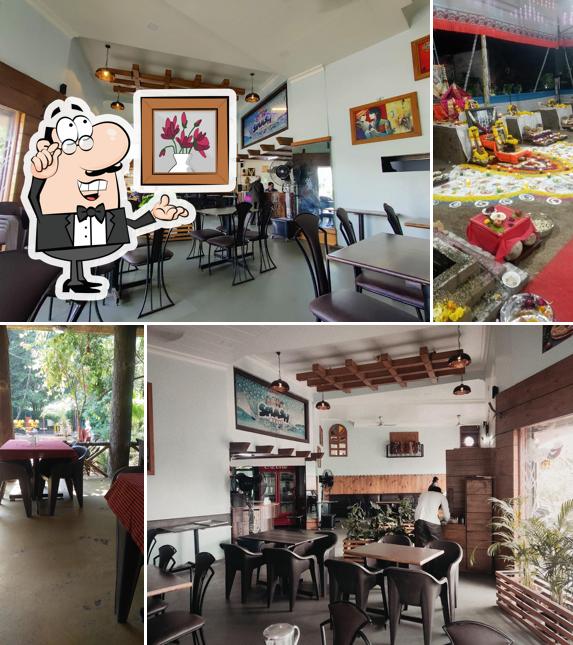 Take a seat at one of the tables at Veg Treat