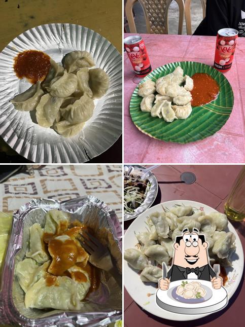 Dumplings at Veg Momo,Veg Chowmein and Sel Roti(ALL VEG)