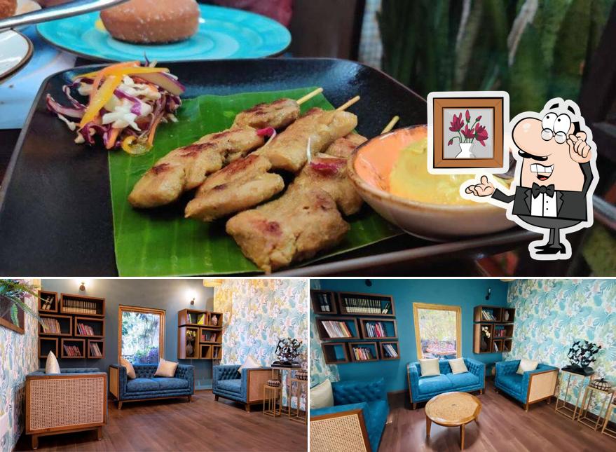 The restaurant's interior and food