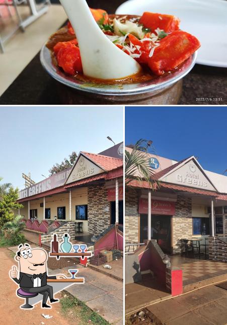 This is the photo displaying interior and food at Hotel Greens