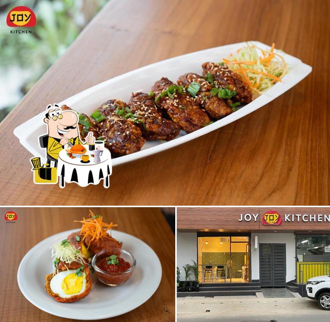 The picture of food and exterior at Joy Kitchen